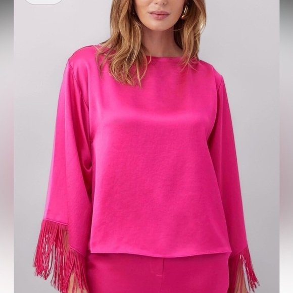 Trina Turk Tops - Trina Turk Vibrant Pink Fringe Blouse